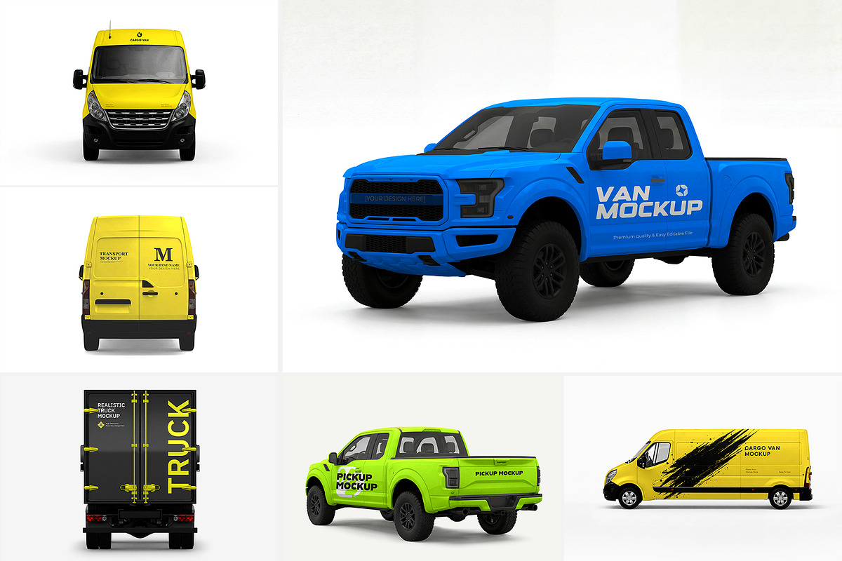 Pickup Truck & Delivery Van Mockup, an Advertising Mockup by graphypix (Photo 2 of 15)