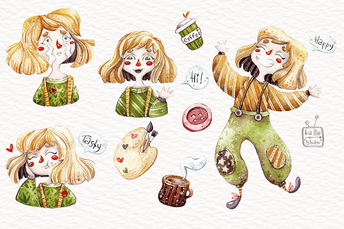 Watercolor Emotional Girl, an Illustration by talloshau's illustrations (Photo 3 of 5)