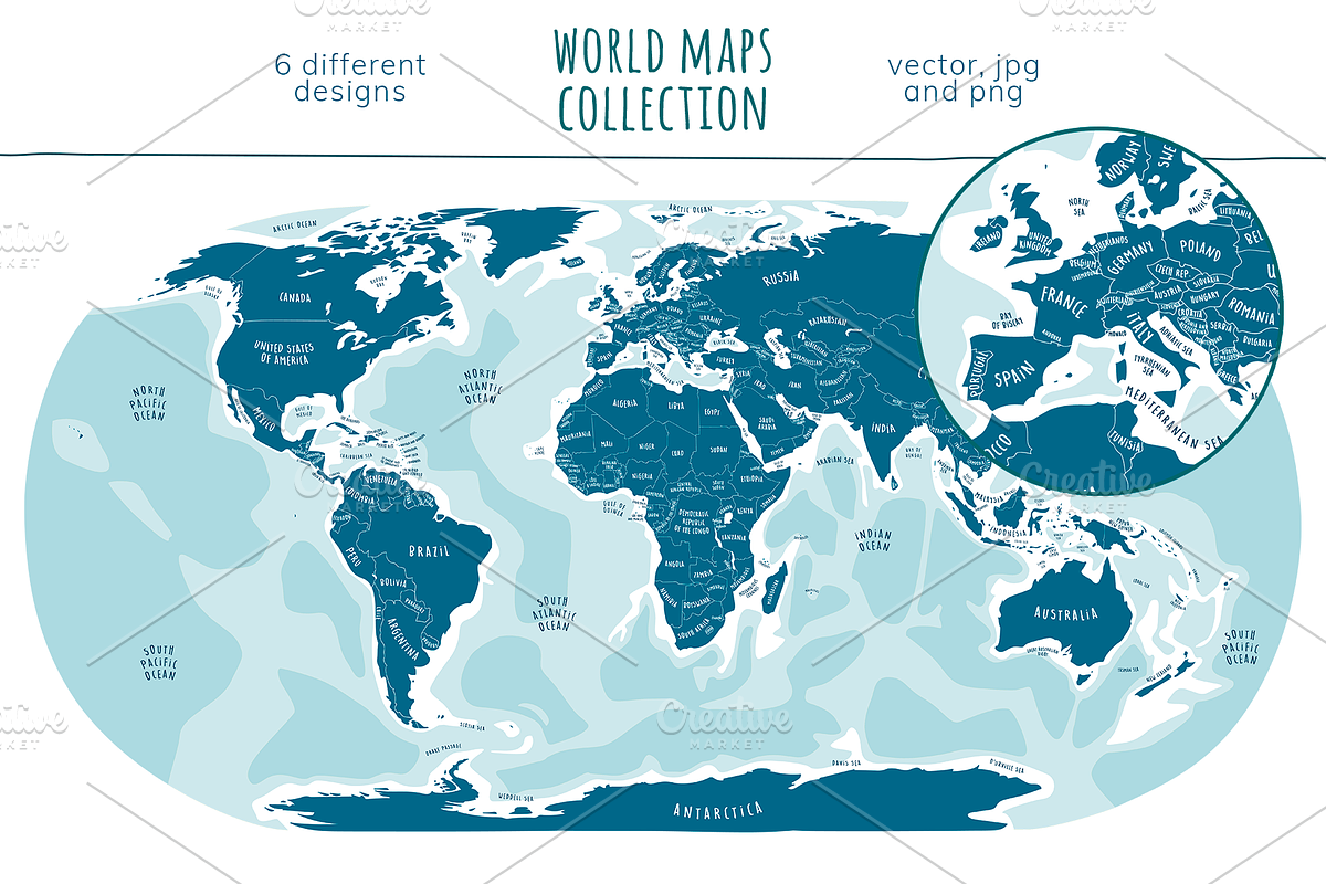 World Maps Collection, an Education Illustration by Illustrationsforteachers (Photo 4 of 8)