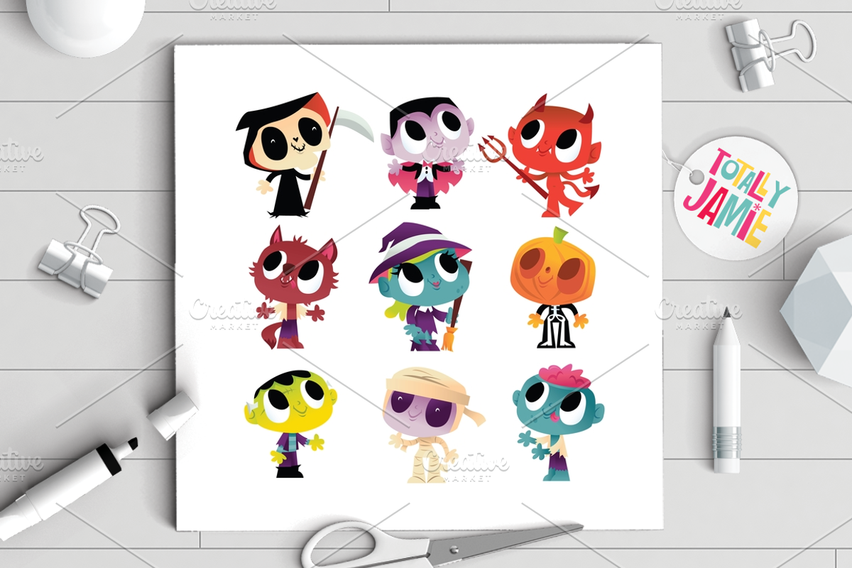 Super Cute Halloween Monsters, a Person Illustration by totallyjamie