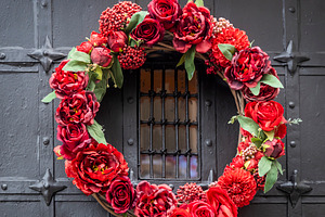Vivid Red Floral Wreath, a Nature Photo by Imaginarium
