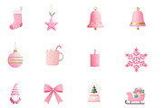 Watercolor Hot Pink Christmas Clipar, an Illustration by Designworld (Thumbnail 4 of 5)
