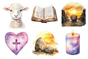 Christian Easter Watercolor Clipart, an Illustration by Dream Creation (Thumbnail 2 of 6)