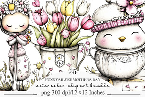 Funny Silver Mother's Day Clipart, an Illustration by Designking