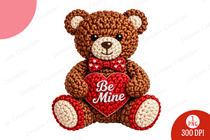 Faux Yarn Valentine Png Teddy Bear, an Illustration by Dream Creation