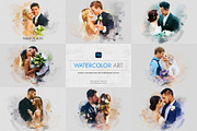 Couple watercolor art photo effect, an Action Add-On by Shovajit (Thumbnail 1 of 9)