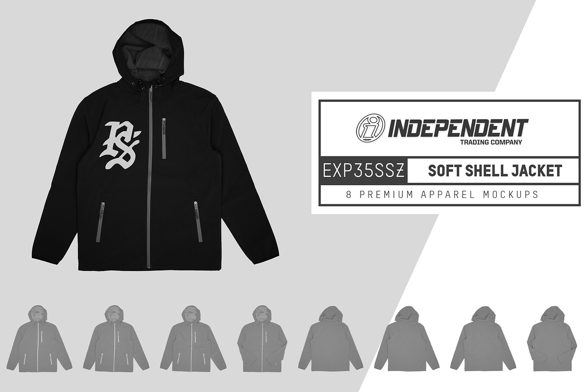 Independent EXP35SSZ Shell Jacket, a Hoody Mockup by Pixel Sauce™ (Photo 1 of 6)