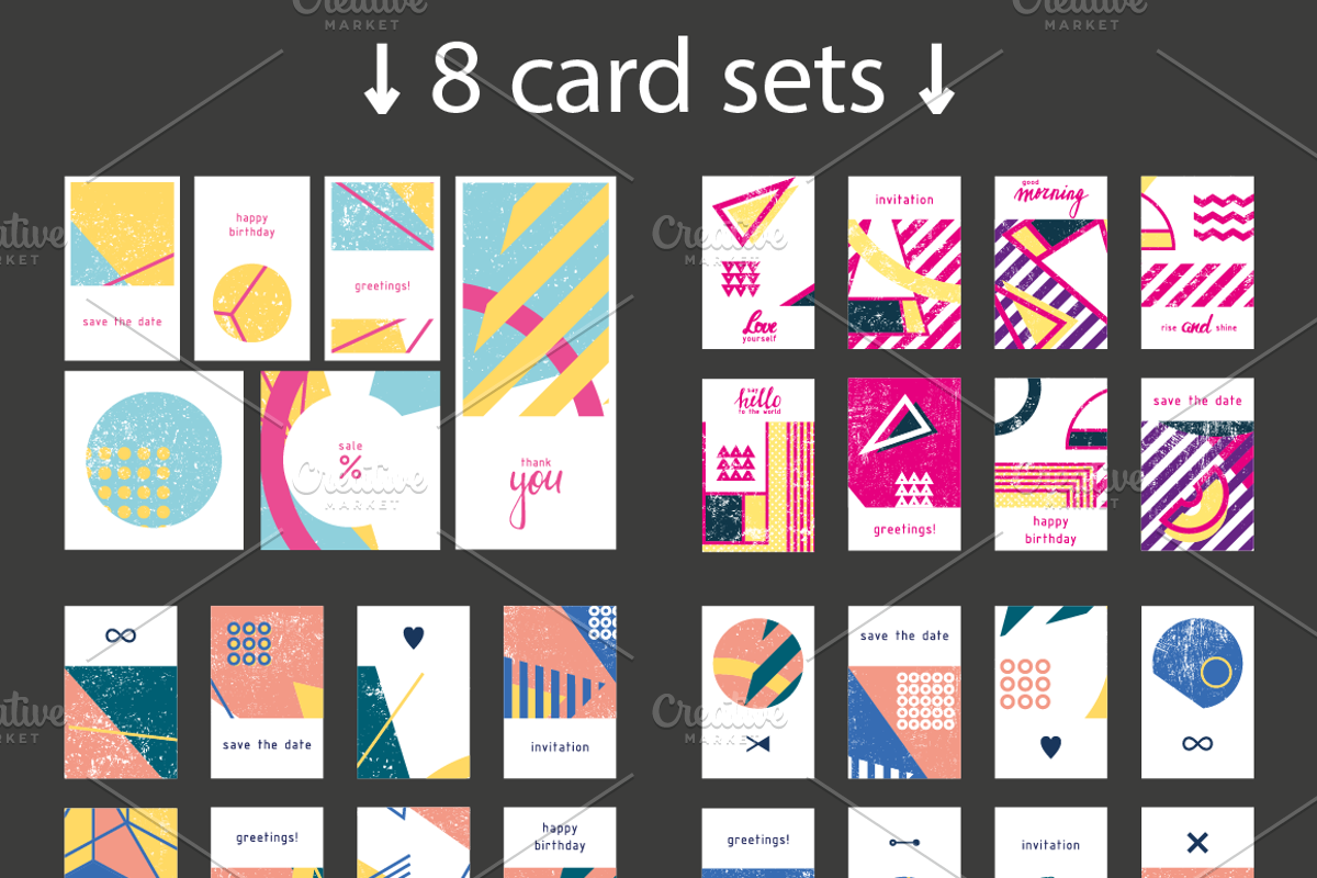Geometric compositions and cards set, a Texture Graphic by pixelwerk (Photo 3 of 4)