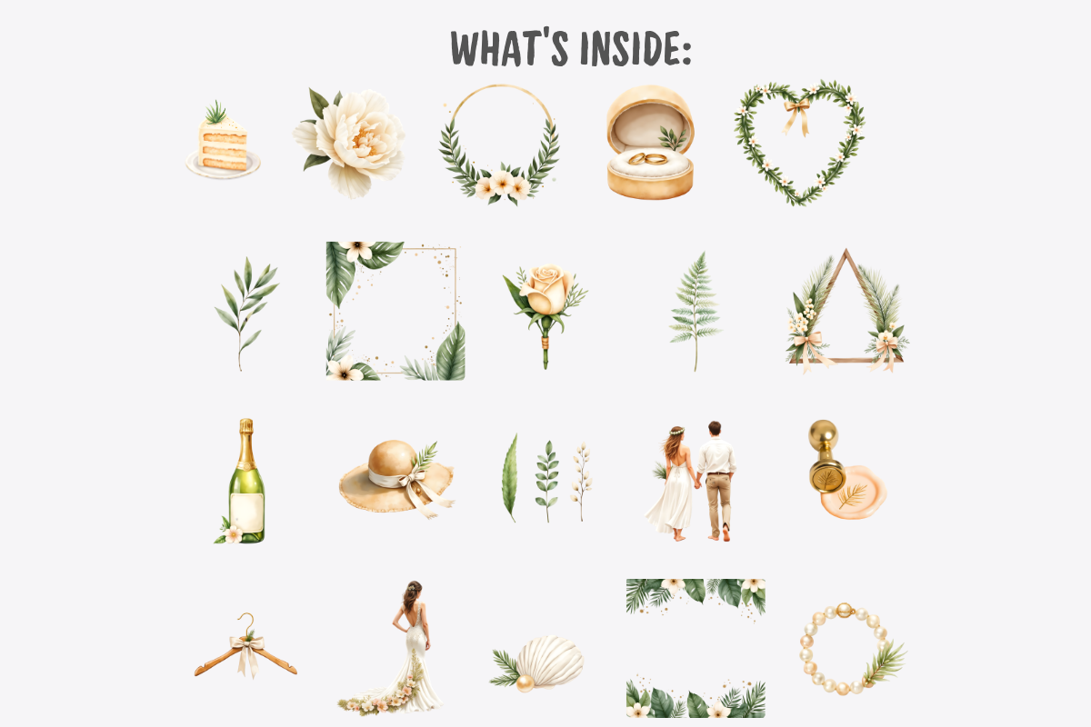 Watercolor Beach Wedding Clipart, a Decorative Illustration by Anca Digital Vibe (Photo 3 of 9)