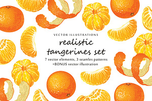 Vector set with realistic tangerine