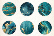 Teal and Gold Glitter Ink Textures, a Pattern Graphic by Libby Wishes (Thumbnail 2 of 5)