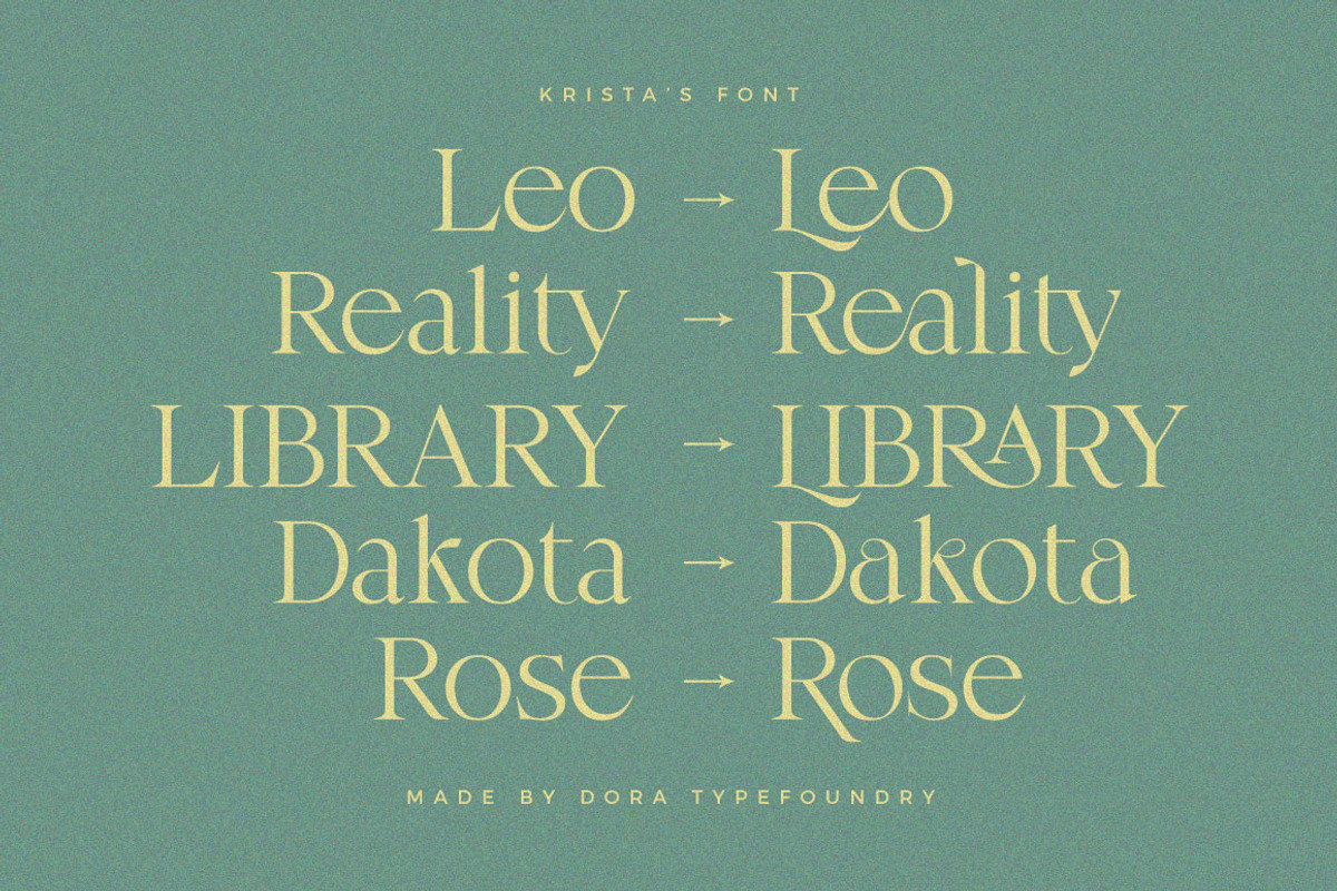 Krista's - Display Serif, a Serif Font by Dora Typefoundry (Photo 18 of 23)