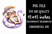 Summer Funny Grandma Clipart, a Person Illustration by Designking (Thumbnail 4 of 5)