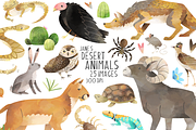 Watercolor Desert Animals Clipart, an Animal Illustration by DigitalArtsi (Thumbnail 1 of 2)