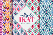 Watercolor Boho Ikat Patterns, a Pattern Graphic by Laura Camoe (Thumbnail 1 of 7)