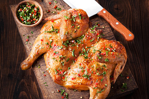 Grilled fried roast chicken tobacco
