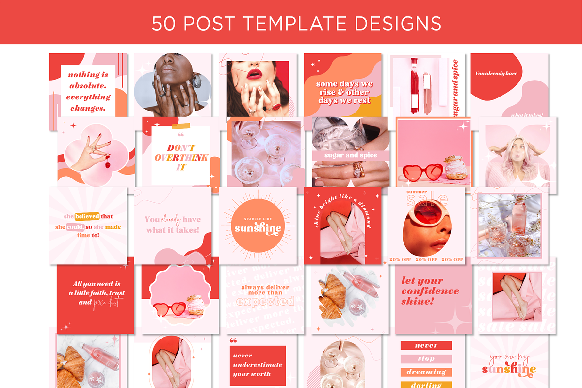 Bright Retro Instagram Posts, a Social Media Template by Macarons and Mimosas (Photo 2 of 10)