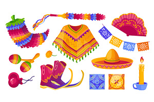 Mexican Party Accessories, an Object Illustration by alexdndz