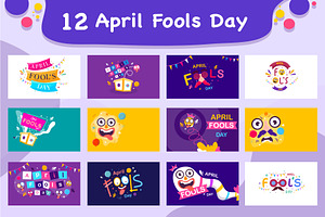 April fools day background 12 set