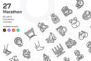 Marathon Icons Set - Line, an Outline Icon by Kmg Design