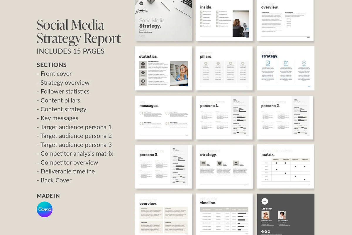 Beige Social Media Strategy Template, a Presentation Template by InkBlue Templates (Photo 4 of 4)