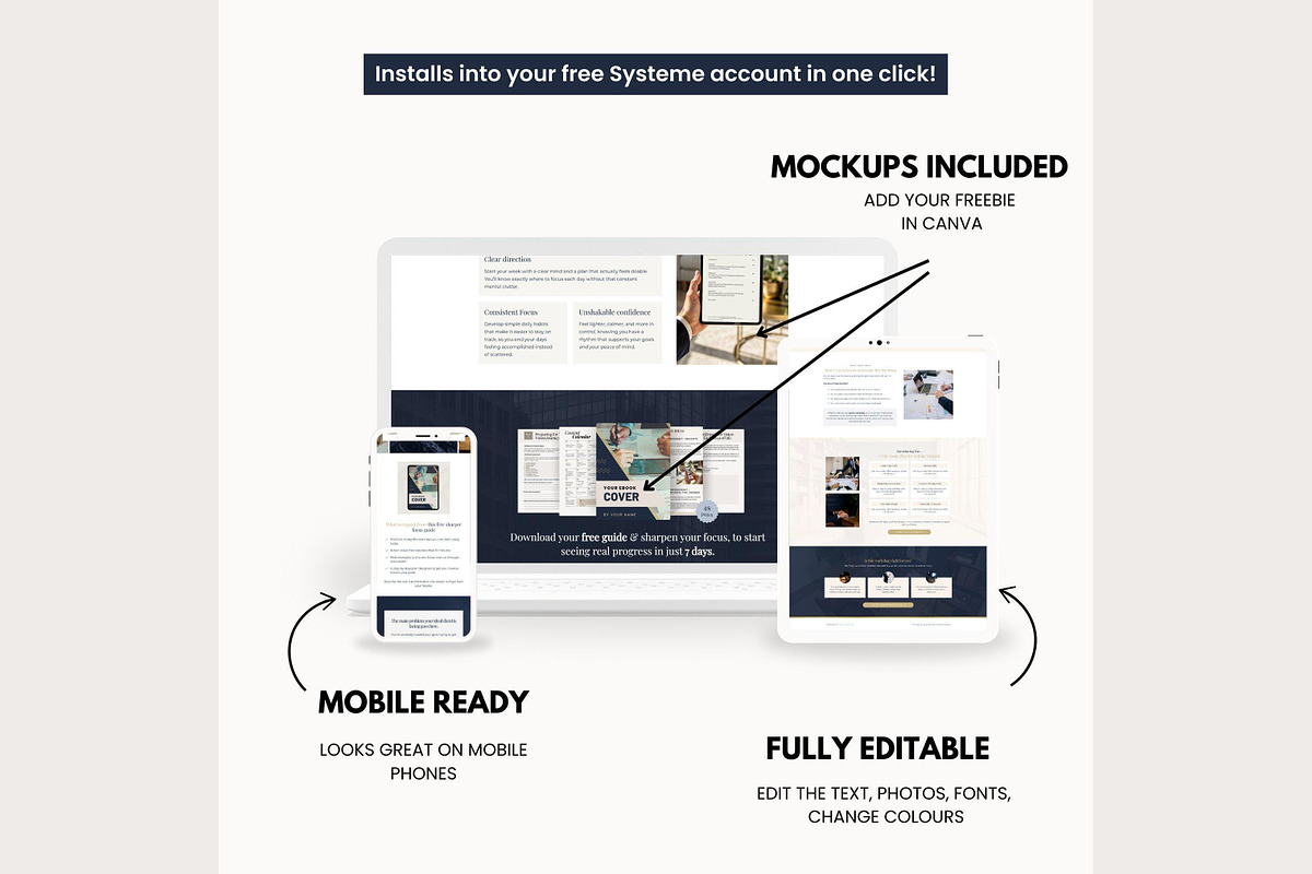 Systeme.io Blueprint Lead funnel, a Landing Page Template by Hayley's Digital Hub (Photo 5 of 10)