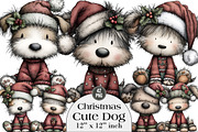 Christmas Cute Dog Clipart, an Illustration by DreamArtGraphic (Thumbnail 1 of 6)