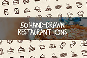 50 Hand-Drawn Restaurant Icons, an Icon by Hand-Drawn Goods (Thumbnail 1 of 2)