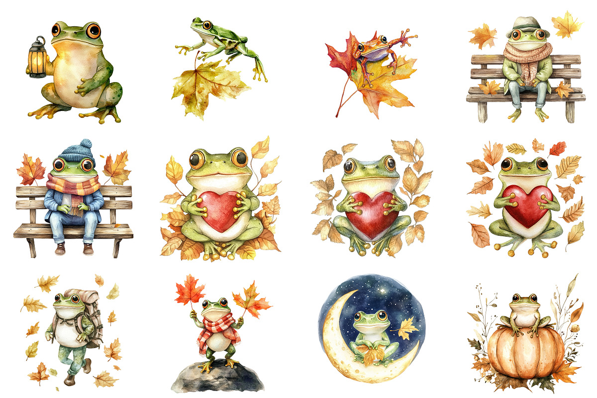 Autumn Frog Sublimation Clipart, an Illustration by CitraGraphics (Photo 4 of 6)