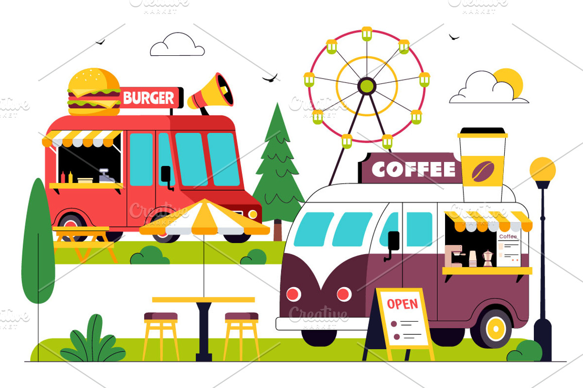 10 Food Truck Illustration, a Food Illustration by denayunebgt (Photo 4 of 4)