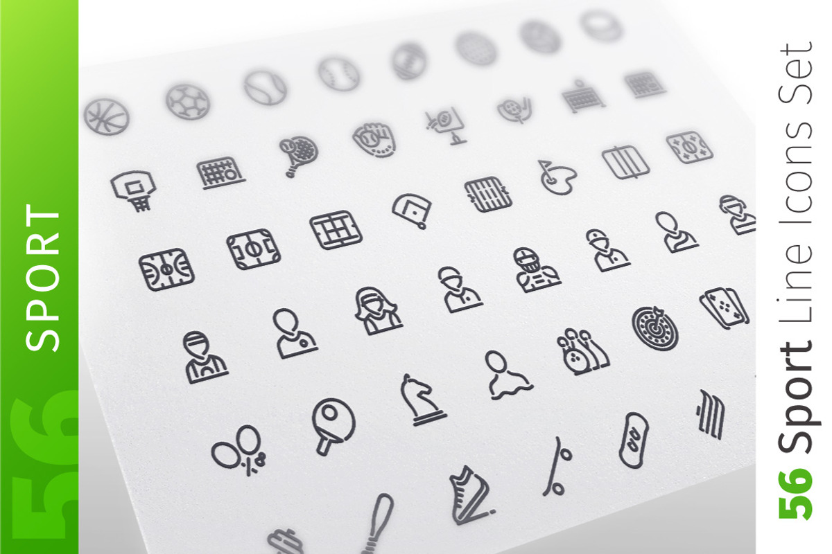 Sport Line Icons Set, an Outline Icon by Voysla's Shop (Photo 1 of 4)
