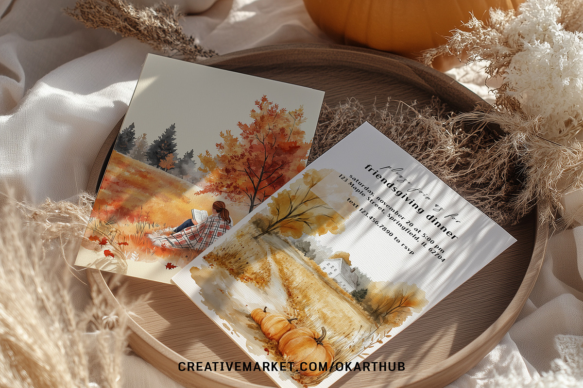Cozy Autumn Scene & Illustration Kit, a Seasonal Illustration by OKArtHub (Photo 2 of 10)