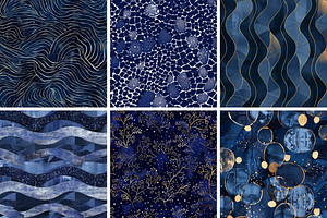 Navy Shimmers Seamless Patterns