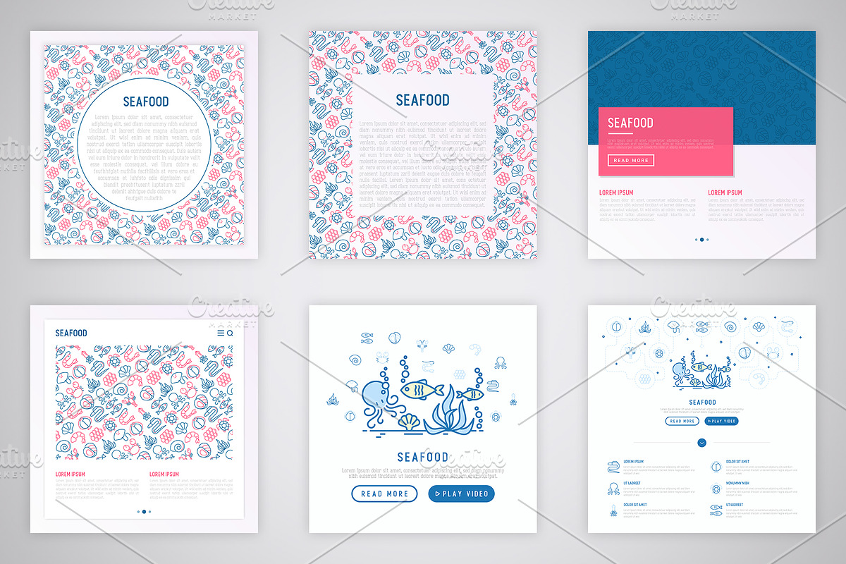 Seafood Icons Set | Concept, an Outline Icon by Alex Blogoodf (Photo 11 of 12)