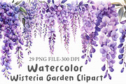 Watercolor Wisteria Garden Clipart, an Illustration by Libby Wishes (Thumbnail 1 of 7)