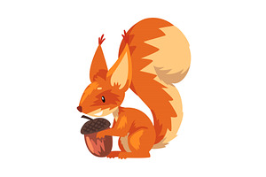 Cute Squirrel with Acorn, Funny, an Animal Illustration by TopVectors