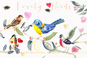 Valentines  birds.watercolor clipart, an Illustration by LABFcreations (Thumbnail 1 of 6)