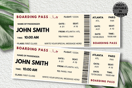 Editable Boarding Pass Template