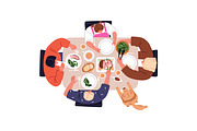 People eating food at table set, a Food Illustration by Good Studio (Thumbnail 5 of 7)