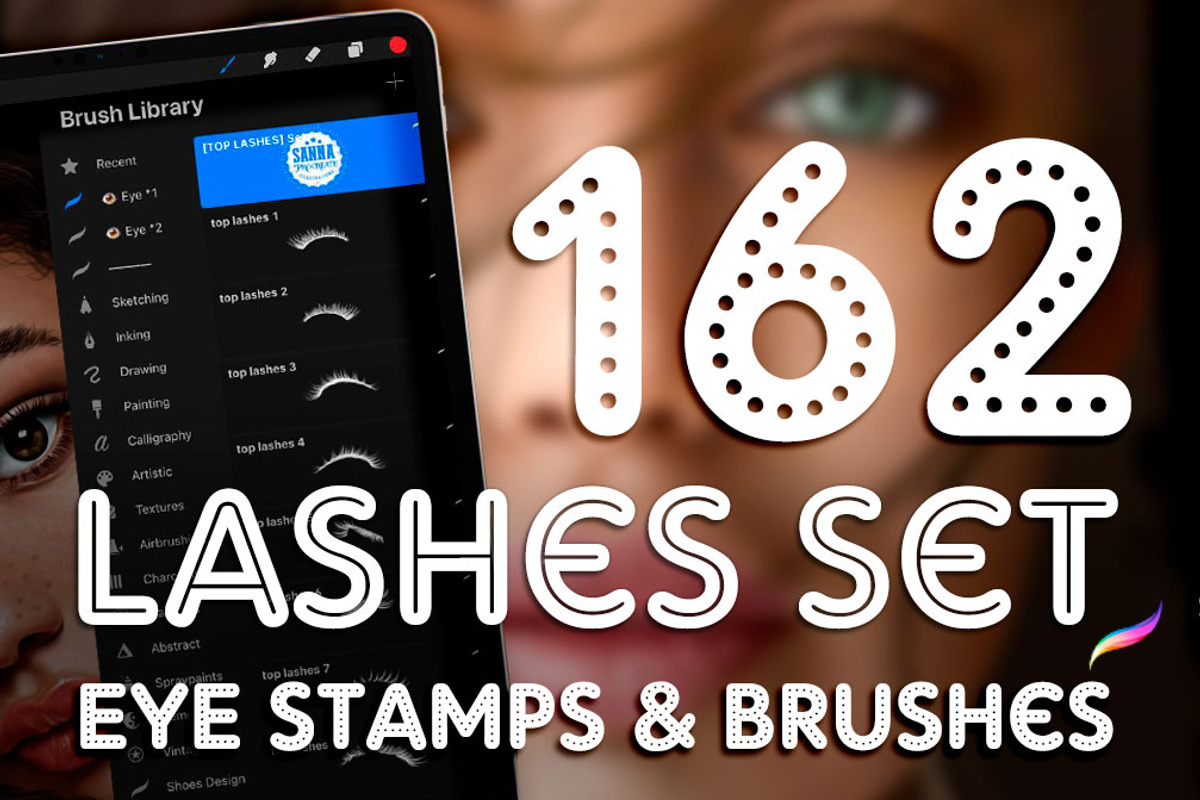 eye stamps procreate eye brushes, a Brush Add-On by SannaIllustrations (Photo 2 of 10)