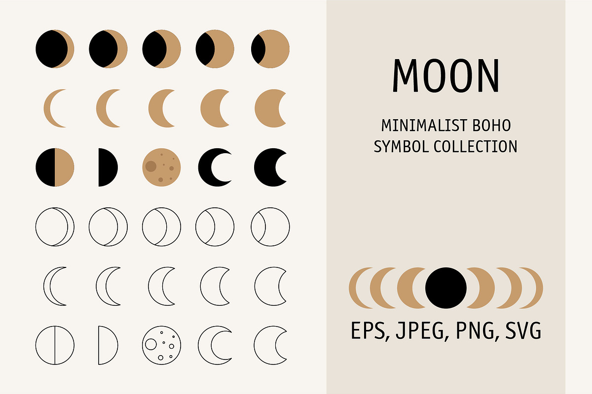 Moon Luna Phase SVG PNG Boho Icon, an Object Graphic by Imaginary Party (Photo 1 of 6)