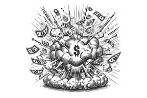Money Explosion with Dollar Sign and, a Finance Illustration by AlexArt