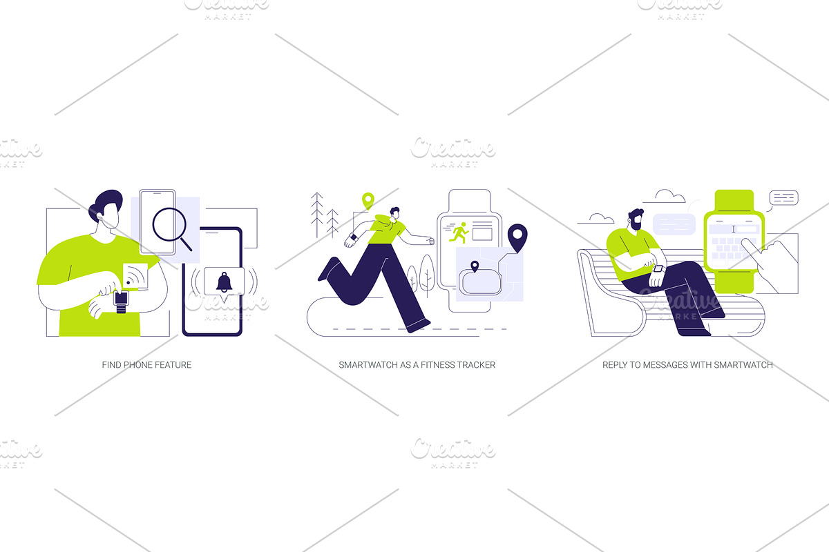 Smartwatch features isolated cartoon, a Technology Illustration by Visual Generation