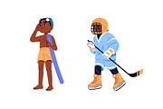Children playign sports games set, a Person Illustration by PaperTrident (Thumbnail 6 of 7)