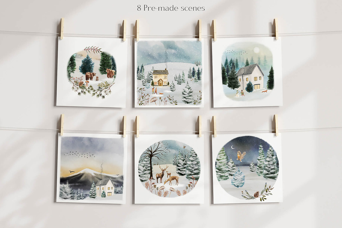 Watercolor Christmas Scenes, an Animal Illustration by Twigs and Twine (Photo 9 of 15)