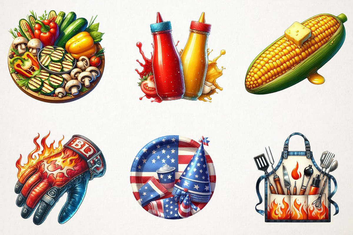 Summer BBQ Party Clipart, an Illustration by RobertsArt (Photo 2 of 7)