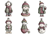 Whimsical Christmas Snowman Clipart, an Illustration by Daily.Designs (Thumbnail 3 of 5)