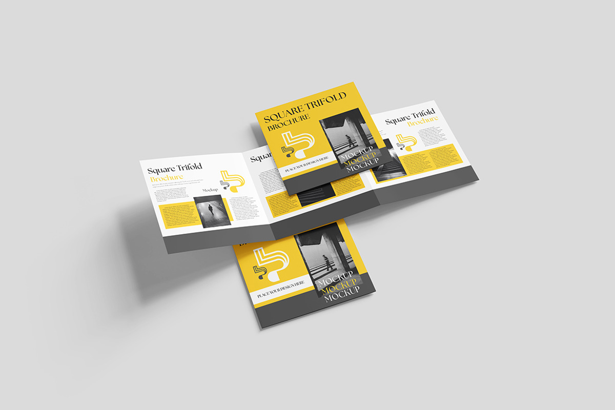 Square Trifold Brochure Mockup PSD, an Advertising Mockup by Indah (Photo 6 of 6)
