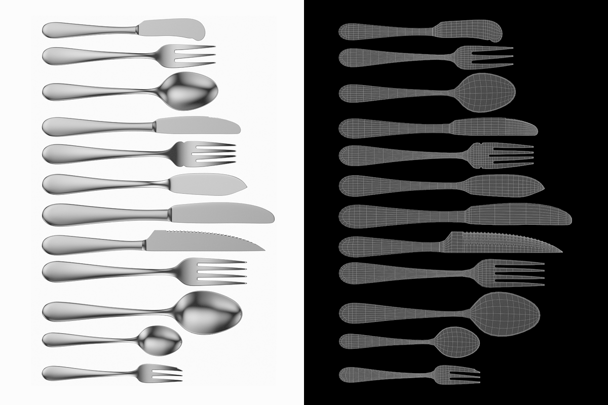 Generic Cutlery 12 Pieces COLLECTION, an Object 3D Model by VK Studio (Photo 2 of 17)
