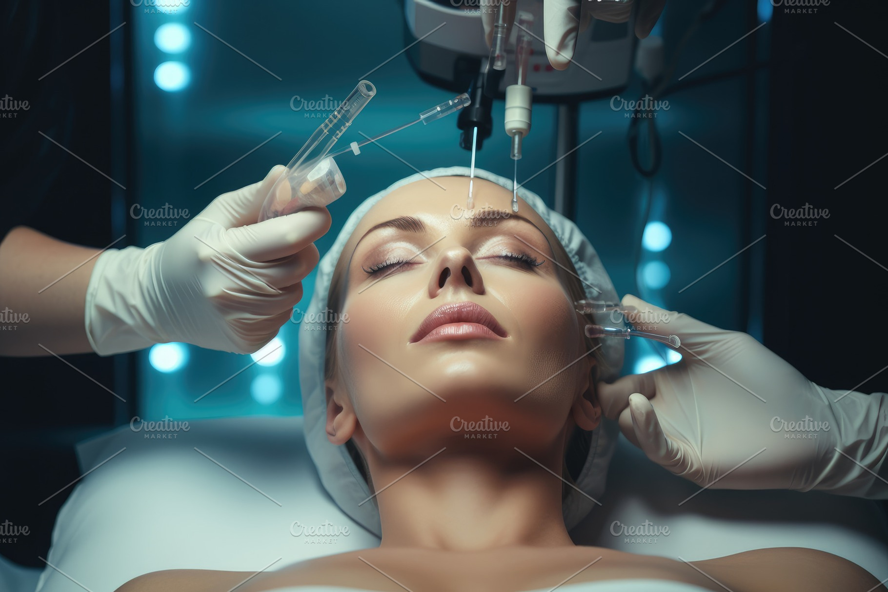 Cosmetologist makes beauty injection, a Photo by Iftikhar Alam